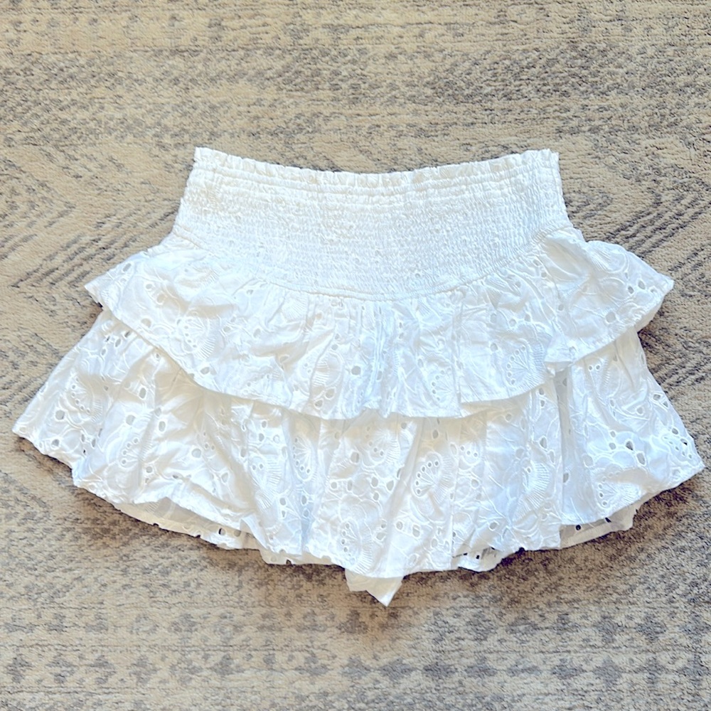 Altar'd State White Eyelet Ruffle Mini Skirt